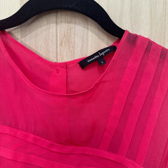 Nanette Lepore All Tuckered Out Silk Aline Dress Size 6 Pink Pleated Sleeveless - Picture 9 of 16